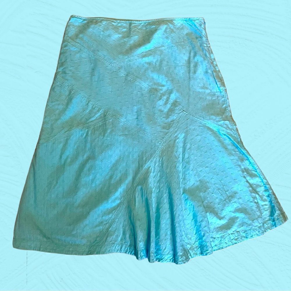 Vintage aqua blue cotton knee length skirt coastal western